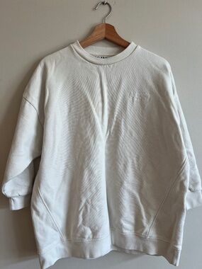 GANNI White Oversized Logo Sweatshirt XXS Fits Like S/M